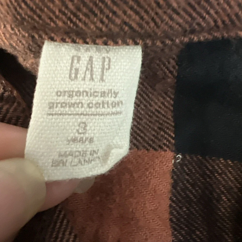 Gap Orgnic Cotton Shirt Toddler Sz 3Yrs Orange Buffalo Plaid Flannel Button Up